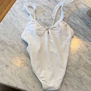 New without tag. Xhilaration White Swimsuit with Ruffle Detail